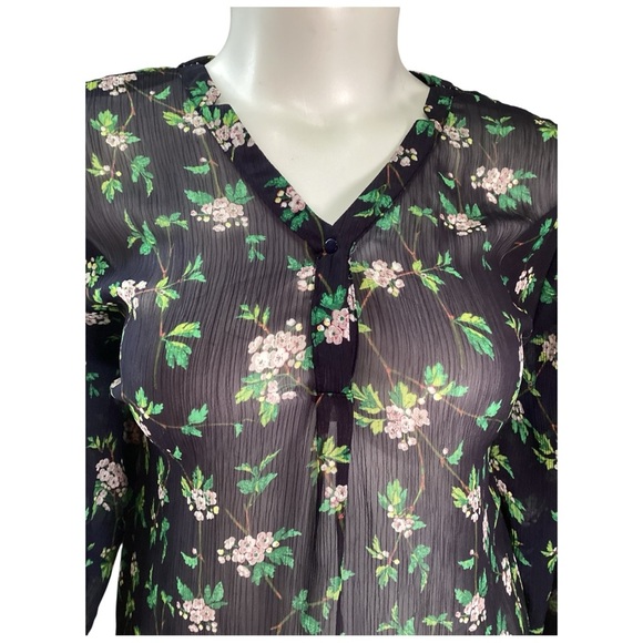 Plus Size Liz Claiborne Black Floral Sheer Blouse, Size 2X - Picture 3 of 8